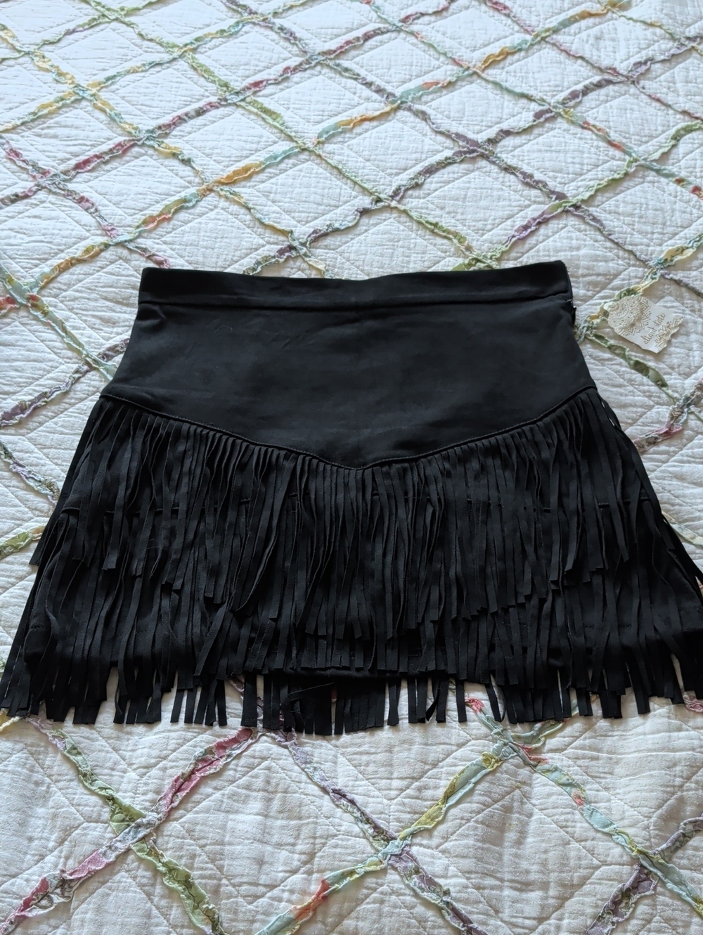 Altard State Black Fringe Mini Skirt